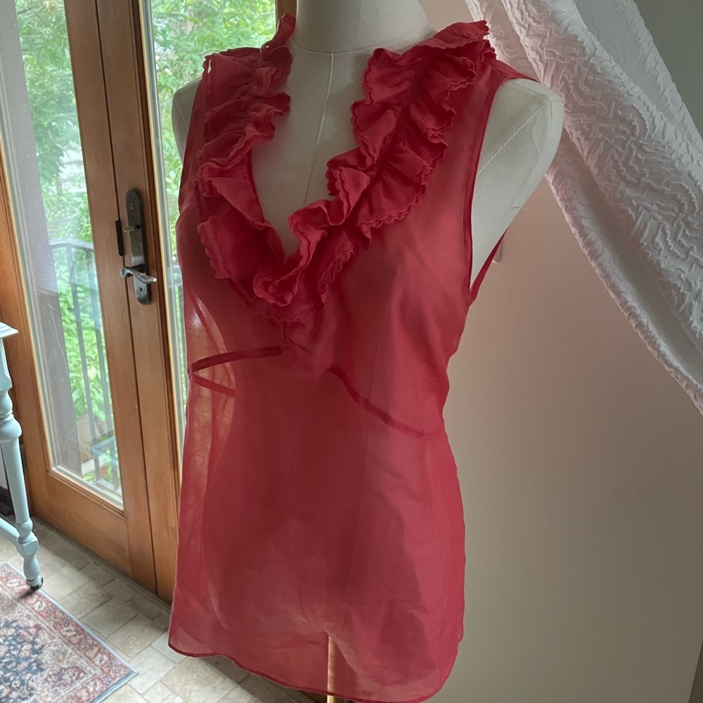 Marc by Marc Jacobs Coral Sleeveless Silk Blend Top Blouse Large - Picture 4 of 7